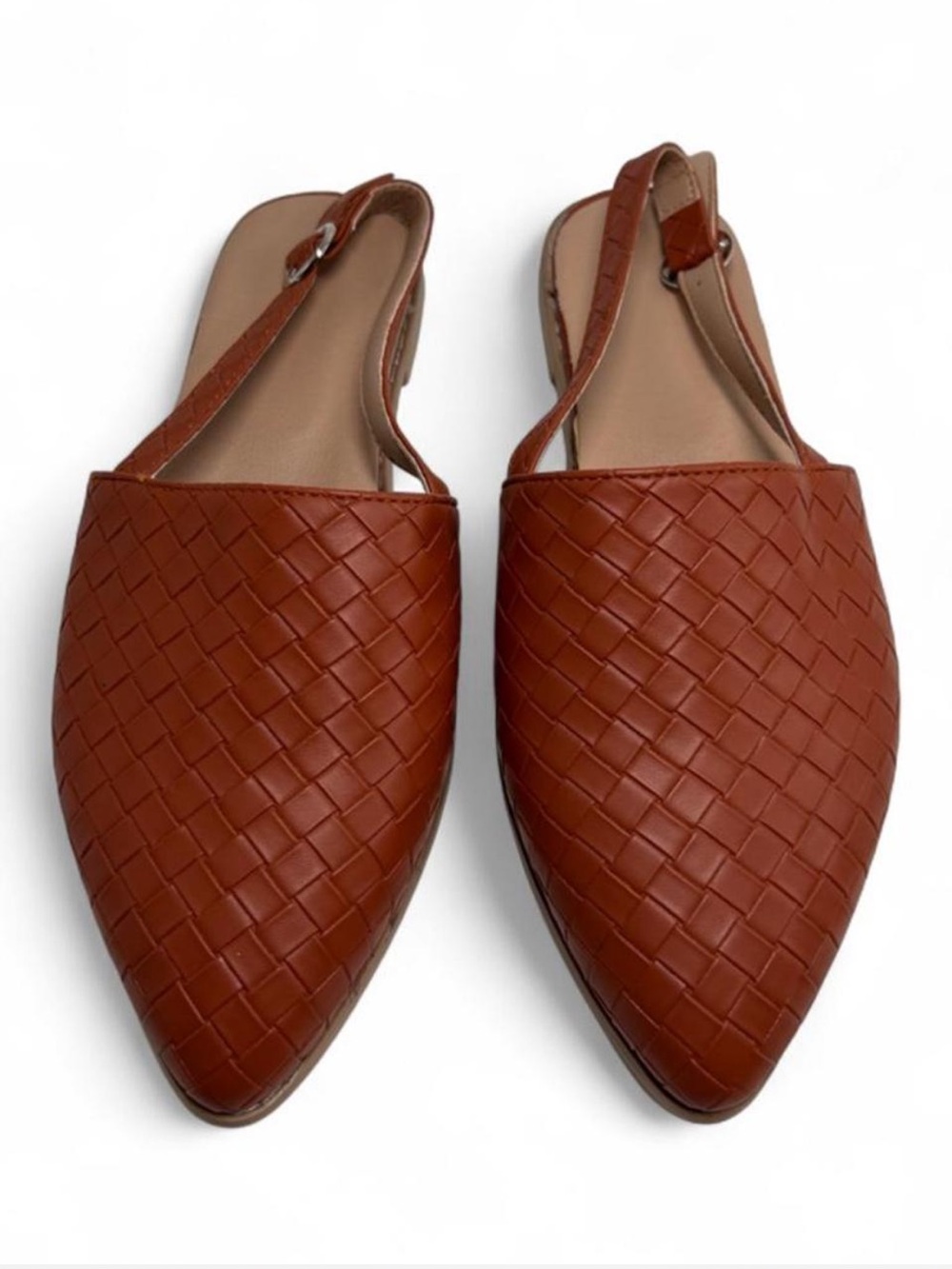 Susan Smith Erica Women's Slingback Pointed Toe Flats. Woven leather slip-ons. - Picture 8 of 8